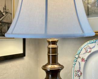 Alternate view of brass/porcelain table lamp