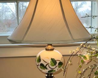 Alternate view of milk glass/metal lamp