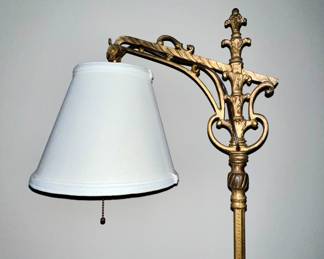 Detail of vintage brass floor lamp
