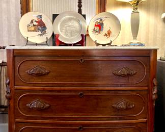 Antique Eastlake chest of drawers with marble top