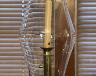 Vintage brass adjustable candle holder with hurricane