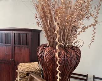 Huge Woven Basket with Dried Wheat & Twigs - So Anthropology Decor