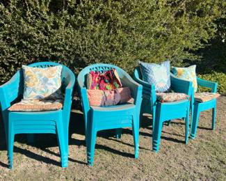 Turquoise plastic chairs