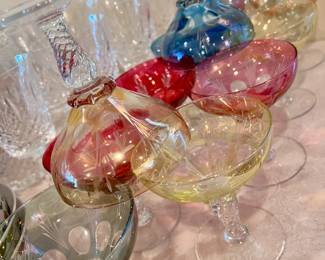 Champagne cut glass in beautiful colors