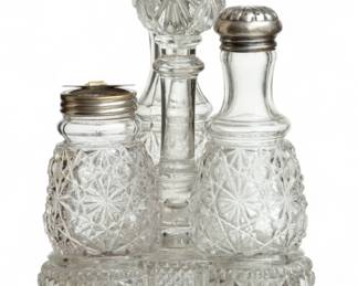 Lot 1069 Glass & Silver Condiment Sets 1900, 2 Sets + Other