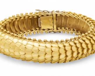 Lot 43 Toliro (Italian) 18K Yellow Gold Flexible Bracelet