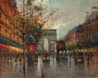Lot 3 In the Manner of Antoine Blanchard Oil on Canvas 'Arc De Triomphe,'