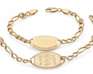 Lot 88 14K Yellow Gold Medic Alert Bracelets