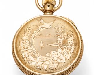 Lot 57 Illinois Dueber 14k Gold Pocket Watch, 10k Double Gold Chain