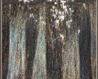 Lot 25 Robert Sullins (American, 1926-1991) Oil on Masonite, 1962, 'Metropolis'