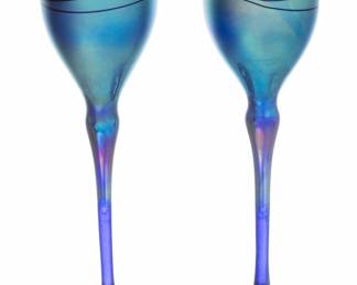 Lot 1026 Rick Strini (American, B. 1964) Iridescent Blown Glass Goblets, 1996