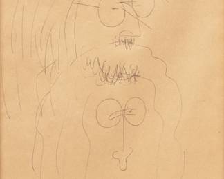 Lot 8 John Lennon (British, 1940-1980) Pen & Ink on Tan Paper, 1969, 'Portrait of John & Yoko'