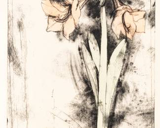 Lot 33 Jim Dine (American, B. 1935) Drypoint & Hand-coloring, on Fabriano Rosaspina 1978, 'Lilies, from the Temple of Flora'