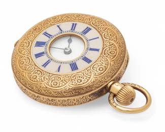 Lot 63 T.R. Russell (English) 18k Gold Swiss Pocket Watch, Half Hunter Demi Case, 1910
