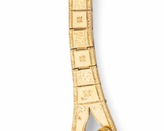 Lot 60 18k Yellow Gold & Enamel Strap Chain with Seal & Key, 14k Yellow Gold Double Chain