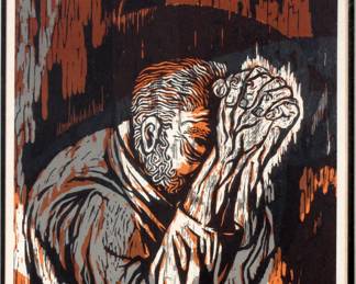 Lot 1084 Grant Gildehus Woodblock on Paper, Ca. 1967, '"Lord Be Merciful to Me, a Sinner"'