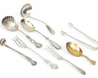 Lot 1053 Sterling Silver 8 Assorted Serving Tongs And Spoons