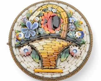 Lot 98 Italian Mosaic Brooch, Flower Arrangement 1900