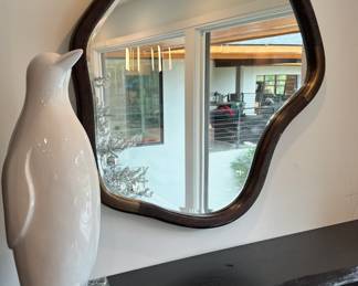 Set of three Theodore Alexander, solid oak and brass mirrors. This picture only shows one mirror there are three. I am asking 1500 for the set or 650 for each individually. These mirrors are very heavy.