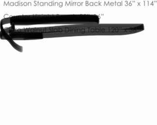 Two beautiful solid, walnut, wood and black iron custom made mirrors by Anton Maka. The Dimensions are listed above. These are very heavy mirrors and I only was able to get one picture which shows the mirror sideways, but they are supposed to stand straight up.