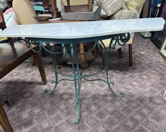 Wrought Iron Marble Top Console