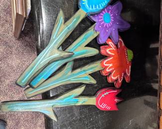 Vintage Wooden Painted Flowers