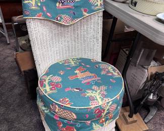 Wicker Chair w/ lovely upholstered accents