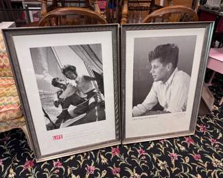 Large Framed JFK posters in silver wood frames