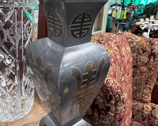 Mid Century Chinese Pewter & Brass Vase