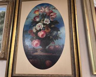 Large framed and matted oil on canvas