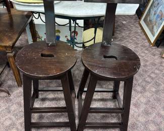 Pair T-Back Bar Stools