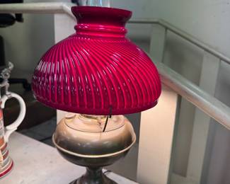 Antique lamp w/ swirl glass shade