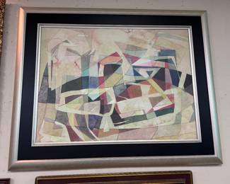 Large Cubist Style Framed Giclee