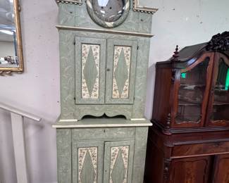 Early Swedish Cabinet w/ Clock