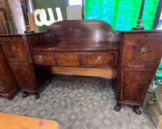 Mahogany Pedestal Sideboard w/ Paw Feet 