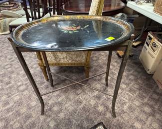 Tole Painted Table w/ removable tray 