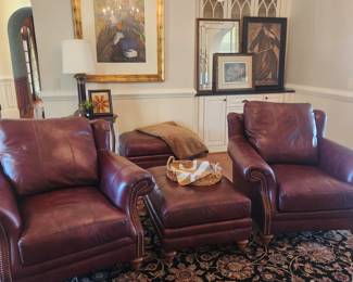Century Leather Chair & Ottoman 