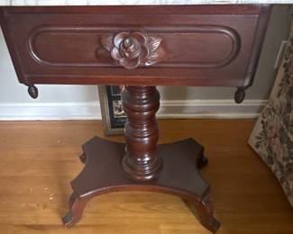 Victoria mahogany rose table with marble top.  Top is removable.