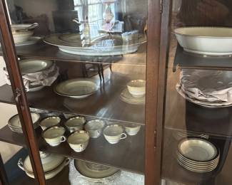 WOW. this beautiful glass display antique china cabinet. Walnut finish in excellent condition.