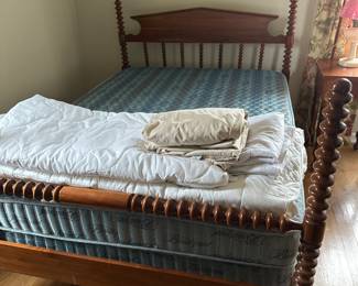 Full size four-poster bed with mattress and box spring