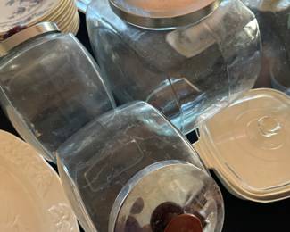 Vintage glass fish bowl cannisters