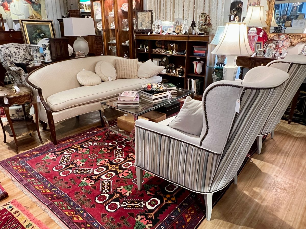 Hickory Chair Company Sofa and a pair of Hickory Chair Company Modern Wingback Chairs