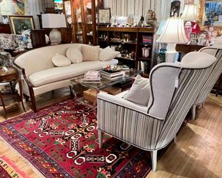 Hickory Chair Company Sofa and a pair of Hickory Chair Company Modern Wingback Chairs