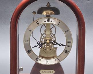 Vintage Bucherer Skeleton Mantle Clock, W. Germany
