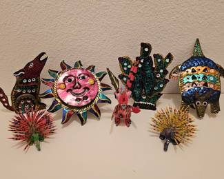 (7) Santa Fe Metal Candleholders, Wall Decor