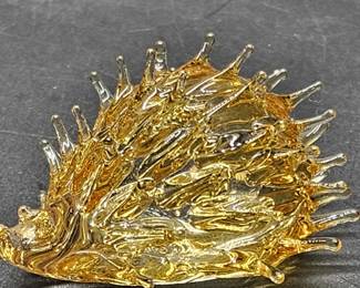 Small Blown Amber Art Glass See Anemone Figure