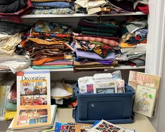 Huge lot of quilting, fabric, magazines, books, and more