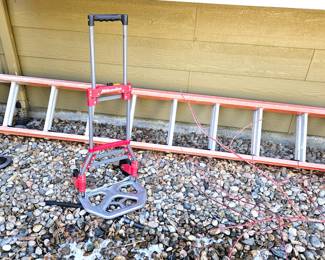  Ladder & Dolly Pair - 18ft Warner Ladder that Extends to Almost Double plus Milwaukee Folding Dolly