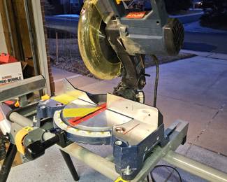  Ryobi Compound Miter Saw Model TS1350 Attached to a Rolling Miter Saw Stand on Wheels - Legs Fold up