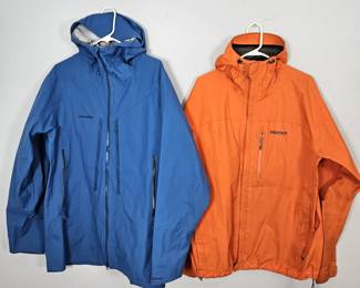 Set of Two Men's XXL Windbreakers - Marmot and Mammot Brands - Orange and Blue Colors